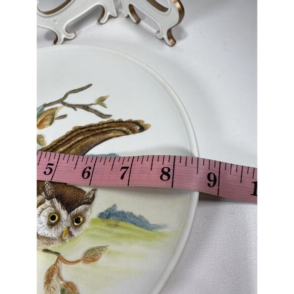 Andrea By Sadek Porcelain Plate Series Birds in Flight 1983 Screech Owl #6637 - Picture 7 of 9